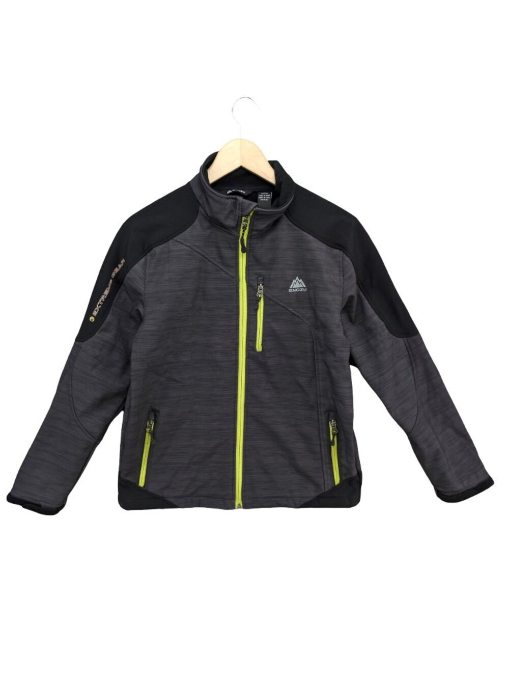 Snozu Extreme Gear Jacket Boys Black Grey Full Zip Fleece Lined Size L 14/16